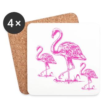 Pink Flamingo - Coasters (set of 4) - white - Front