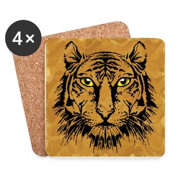 Tiger - Untersetzer (4er-Set) - Weiß - Vorne