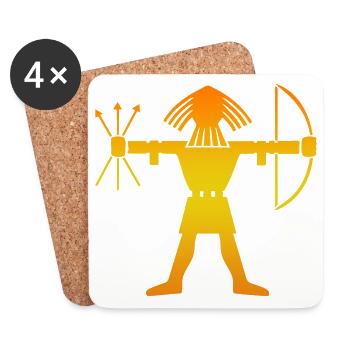 Viking symbole Ullr Dieu de tir à l’arc poison - Dessous de verre (lot de 4) - blanc - Devant