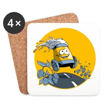 Bier für unterwegs - Untersetzer (4er-Set) - Weiß - Vorne