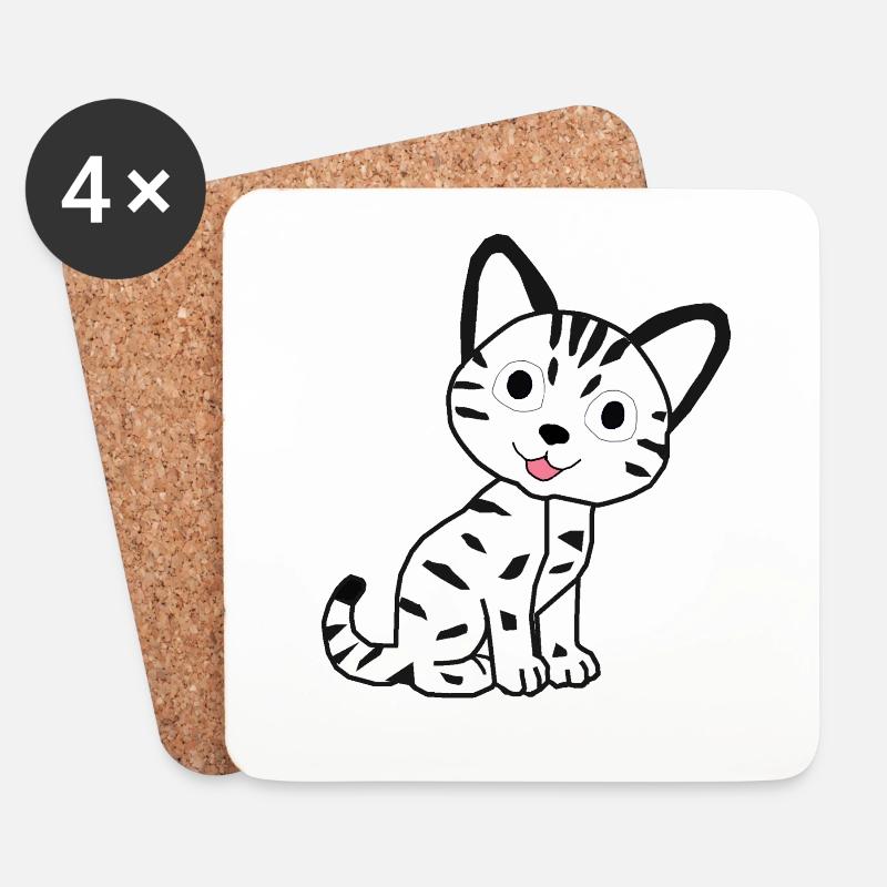 Cat - Untersetzer (4er-Set) - Weiß