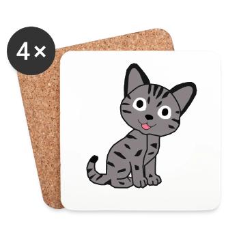 Chat - Dessous de verre (lot de 4) - blanc - Devant