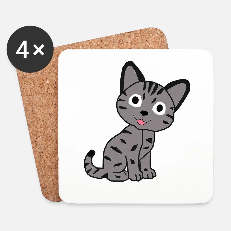 Cat - Untersetzer (4er-Set) - Weiß
