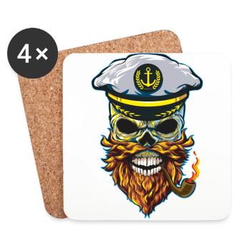 Kapitän Skelett Totenkopf cool tattoo - Untersetzer (4er-Set) - Weiß - Vorne