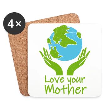 Jour de la terre aime votre cadeau d'amant de mère nature - Dessous de verre (lot de 4) - blanc - Devant