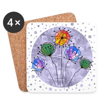fleurs - Dessous de verre (lot de 4) - blanc - Devant