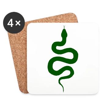 serpent vert - Dessous de verre (lot de 4) - blanc - Devant
