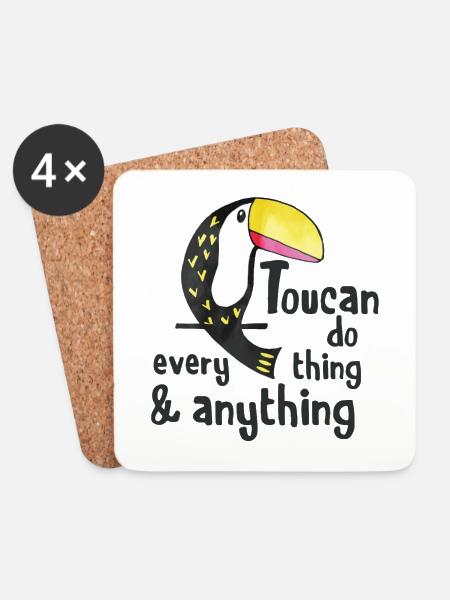 Toucan Do Everything and Anything - Untersetzer (4er-Set) - Weiß