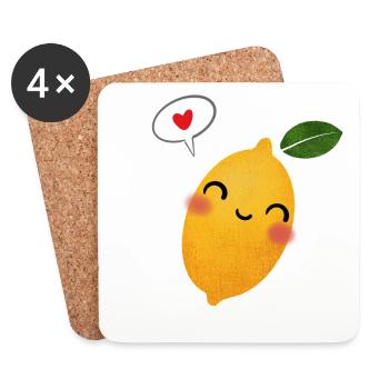 HAPPY LEMON - Coasters (set of 4) - white - Front