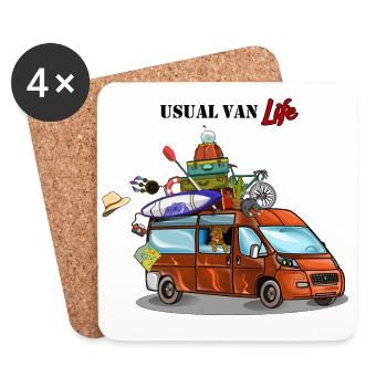 Quite normal van life, camping outdoor vacation - Coasters (set of 4) - white - Front