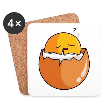 Œuf endormi Œuf drôle doux Œufs brouillés Œuf frit - Dessous de verre (lot de 4) - blanc - Devant