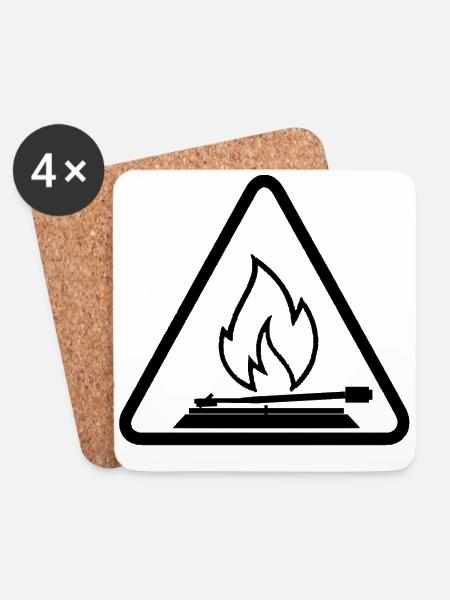 Burning Turntable - Untersetzer (4er-Set) - Weiß