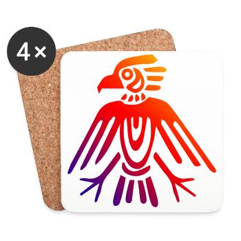 Aztèques symboles Aztèques Aigle Tattoo Gift - Dessous de verre (lot de 4) - blanc - Devant