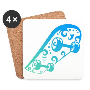 Maori Skateboard Liebhaber Tribal Tattoo Geschenk - Untersetzer (4er-Set) - Weiß - Vorne