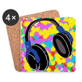 Kopfhörer Pop Color Tie Dye Hintergrund Funky - Untersetzer (4er-Set) - Weiß - Vorne