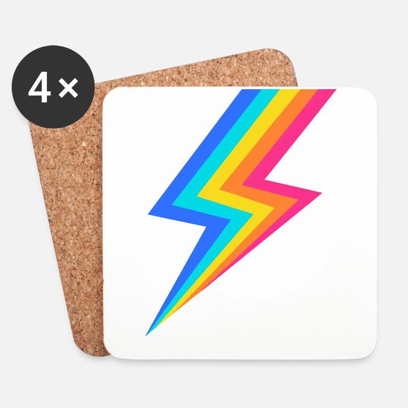 Regenbogenblitz - Untersetzer (4er-Set) - Weiß