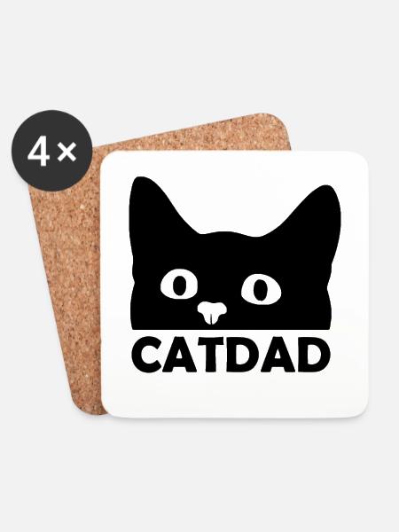 CATDAD Round Black - Untersetzer (4er-Set) - Weiß