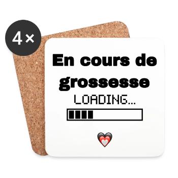 En cours de grossesse - Dessous de verre (lot de 4) - blanc - Devant