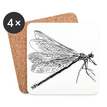 Vintage Dragonfly - Coasters (set of 4) - white - Front