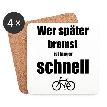 Fahrrad Rad fahren Spruch lustig - Untersetzer (4er-Set) - Weiß - Vorne