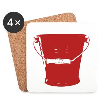 bucket bucket red - Coasters (set of 4) - white - Front