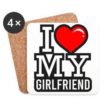 Couples I love my Girlfriend Partnerlook cadeau - Dessous de verre (lot de 4) - blanc - Devant