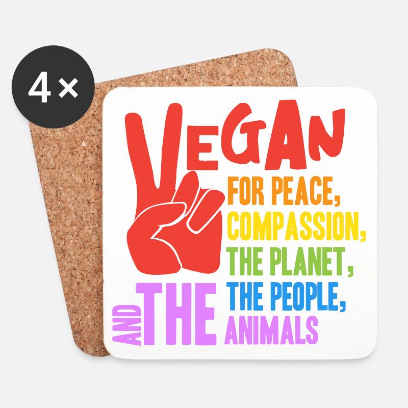 Vegan for peace compassion the planet, the people - Untersetzer (4er-Set) - Weiß