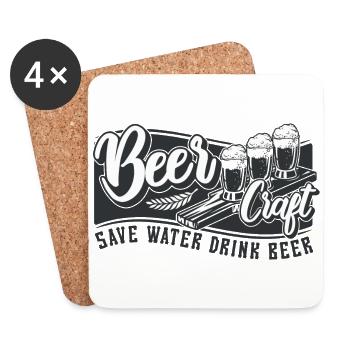 Beer Craft "Save Water Drink Beer" Design - Coasters (set of 4) - white - Front