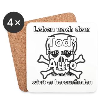 Auto lustiger Spruch Totenkopf - Untersetzer (4er-Set) - Weiß - Vorne