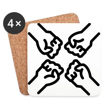 Team logo fist and hands - Coasters (set of 4) - white - Front