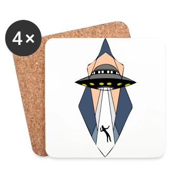 UFO Alien Spaceship - Extra-terrestre Cool - Dessous de verre (lot de 4) - blanc - Devant