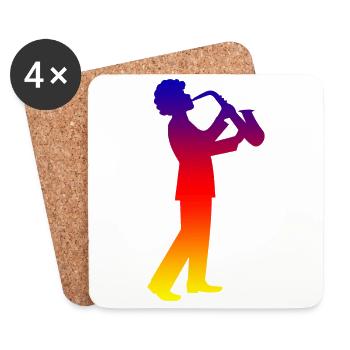 Musique Saxophone Guy Jazz Retro Vintage Gift Idée - Dessous de verre (lot de 4) - blanc - Devant