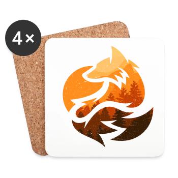 Fuchs Tierdesign Geschenke - Untersetzer (4er-Set) - Weiß - Vorne