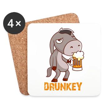 Drunkey âne drôle avec de la bière - Dessous de verre (lot de 4) - blanc - Devant