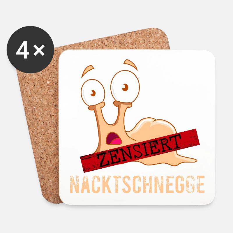Nacktschnecke Nacktschnegge Schnecke zensiert - Untersetzer (4er-Set) - Weiß