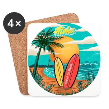 Aloha - Haiwai surf beach - Coasters (set of 4) - white - Front