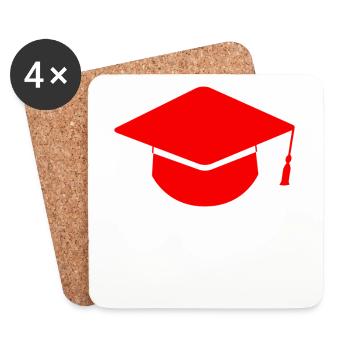 Chapeau de diplômé - Dessous de verre (lot de 4) - blanc - Devant