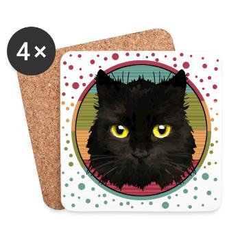 Chat - Dessous de verre (lot de 4) - blanc - Devant