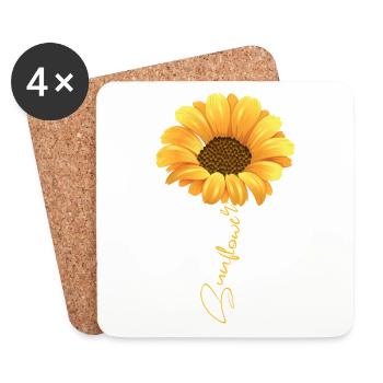 Schöne Sonnenblume mit Schrift Sunflower Shirt - Untersetzer (4er-Set) - Weiß - Vorne