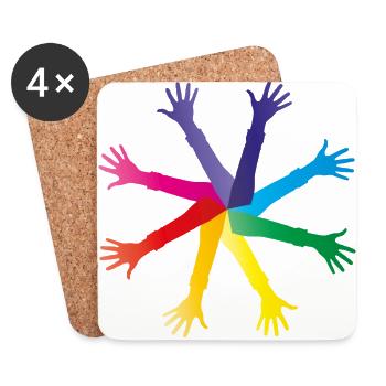 Bunte Hände - Vielfalt und Integration - Untersetzer (4er-Set) - Weiß - Vorne