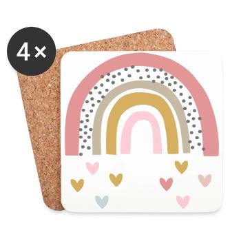 Rainbow with raindrops as a heart shape - Coasters (set of 4) - white - Front