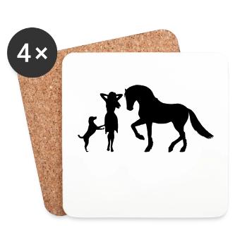 Dogs horses girl woman - Coasters (set of 4) - white - Front