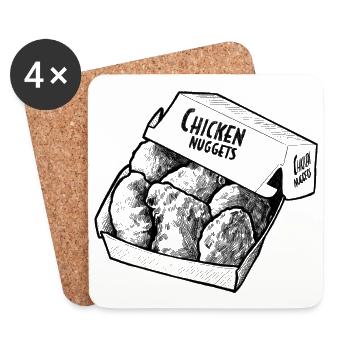 Chicken Nuggets Drawing - Coasters (set of 4) - white - Front