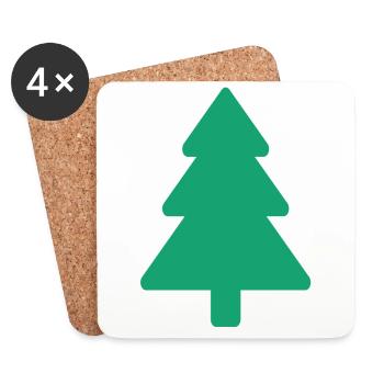 Sapin de Noël - Dessous de verre (lot de 4) - blanc - Devant