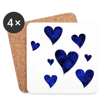 Blue hearts love splashes of black gift - Coasters (set of 4) - white - Front