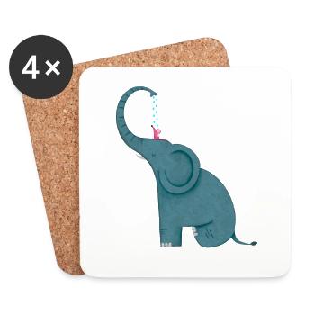 Elephant and mouse friendship - Coasters (set of 4) - white - Front