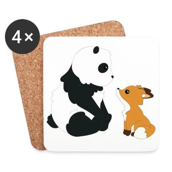 Panda and Fox - Coasters (set of 4) - white - Front