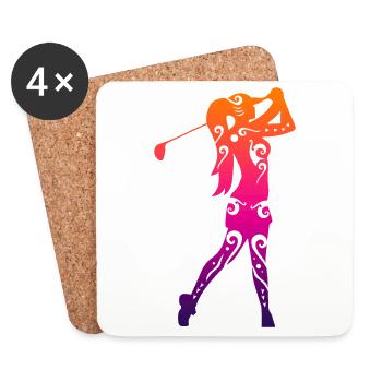 Maori golf girl golf lover gift idea - Coasters (set of 4) - white - Front
