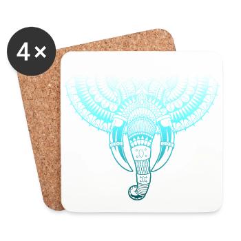 Mandala Elephant Tribal Tatto Yoga Chakra Gift - Coasters (set of 4) - white - Front