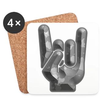 Rock Hand Gesture Heavy Metal Rock 'N' Roll Salut - Dessous de verre (lot de 4) - blanc - Devant